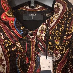 Tahari Multicolor Paisley Boho Maxi Dress. NWT. Ruffled bottom.